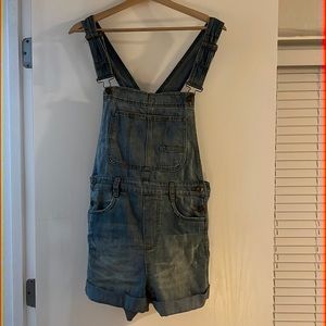 Free People Denim Overall Shorts